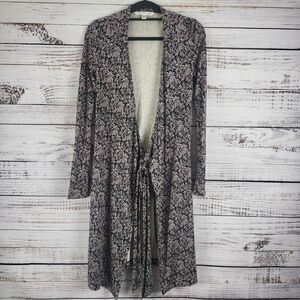 Diane Von Furstenberg Wrap Dress 6 Womens Midi Long Sleeve Black Purple Floral